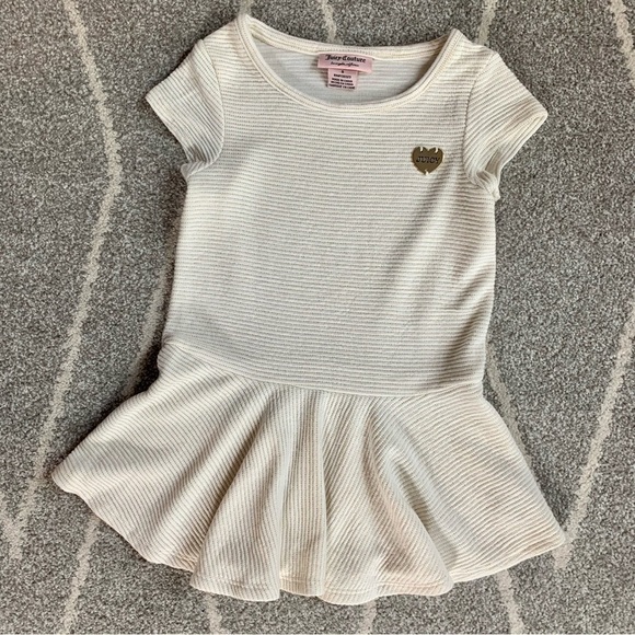 Juicy Couture Other - Juicy Couture Ivory and Gold Ribbed Stretch Dress Size 5